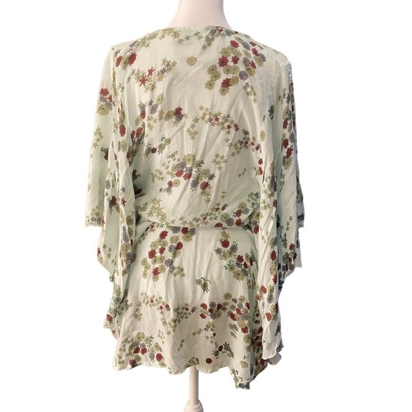 Gillia Hawaii Women Floral Wrap Mini Dress Cover Up V Neck Rayon LT pink White S - Picture 4 of 11